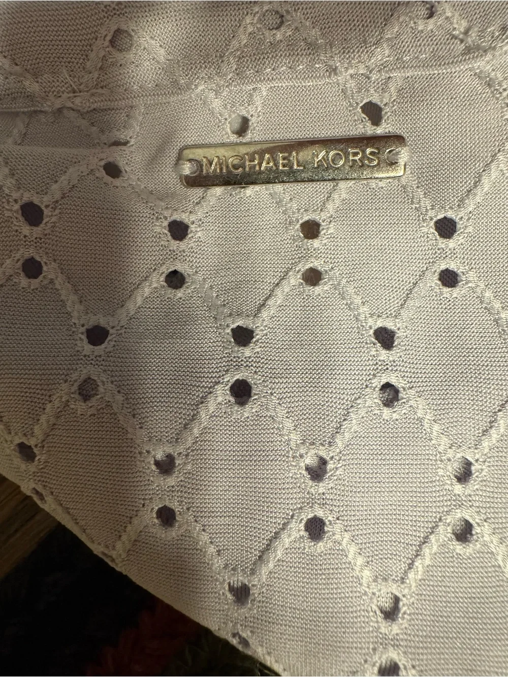 Michael Kors Lavender Eyelet Cold-Shoulder Ruffle Camisole Top